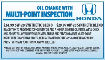 Honda oil change coupon austin